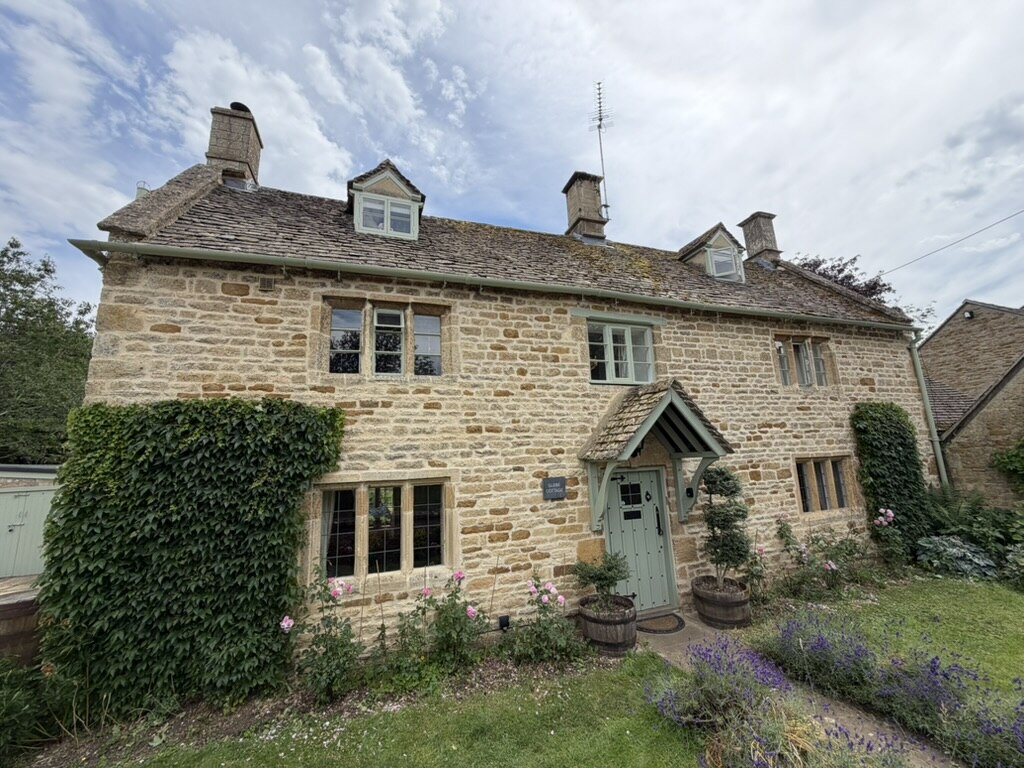 Garden path and front door at Glebe Cottage, Bledington, Oxfordshire
